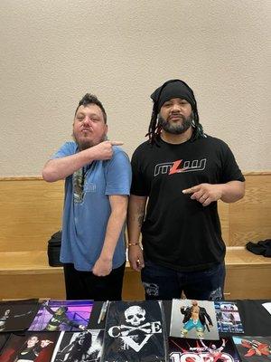 Meeting wrestler Jacob Fatu at a Big Time Wrestling event