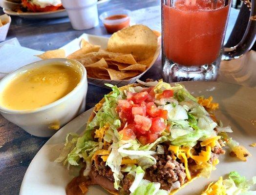 Piccadillo Chalupa with Queso & a Strawberry Margarita was so good!