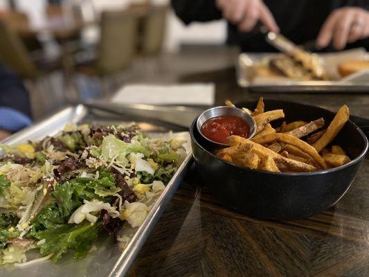 Cobb salad and fries