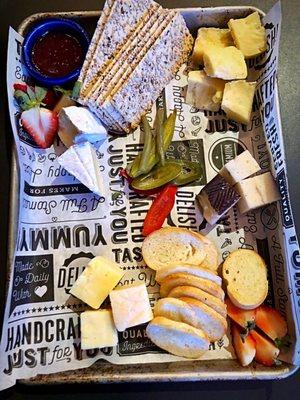 Best charcuterie board ever. Bottom cheese was a honey/salt-infused variety that was to die for. My hubbie loved the aged parm at top right.