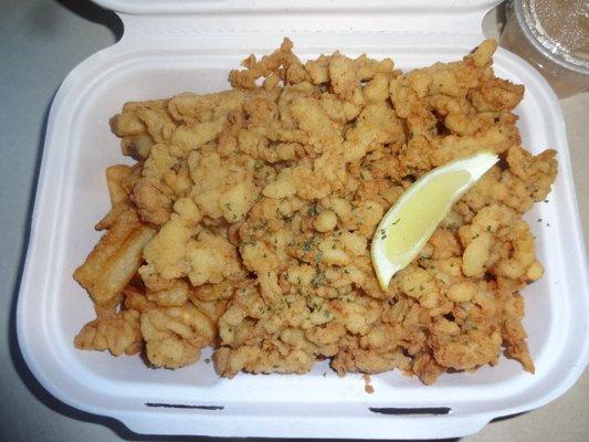 Fried Clam Strip dinner, at Romano's Sea Shack in Wolcott, CT.