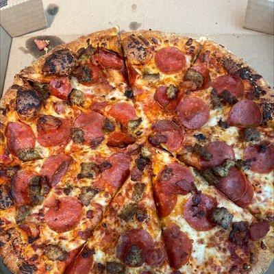 Pepperoni, sausage and bacon