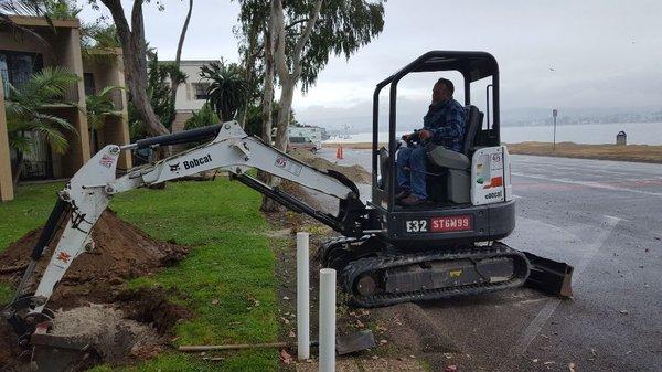 Working with excavator at Bahia hotel