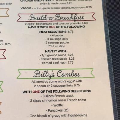 Updated menu - love the build your own combos (& love the prices)