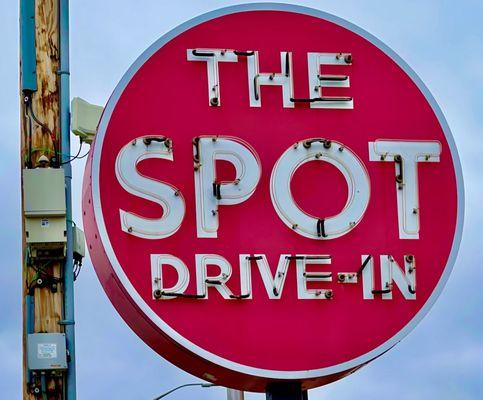 The iconic The Spot Drive-In neon sign