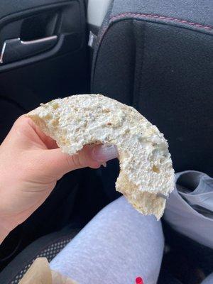 not even toasted and barley any cream cheese