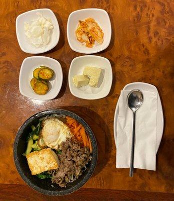 Dolsot Bibimbap with Banchan