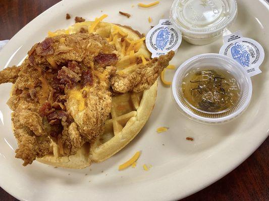 TX Country Chicken and Waffle (jalapeño jam & ranch)