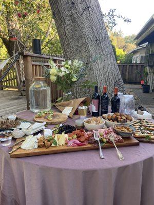 Epic California spring board, pea and caviar toasts, and lamb meatballs.