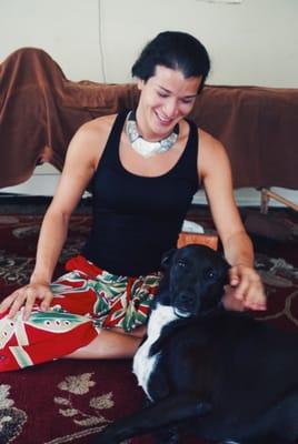 Kealoha and her sweet dog, who took part in the healing session!