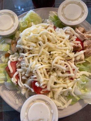 DELICIOUS grilled chicken salad (ex fries)