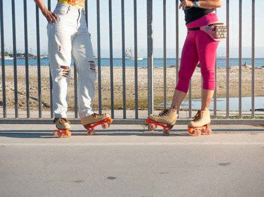 Try out a pair of roller skates on the beach with Pedal Movement.