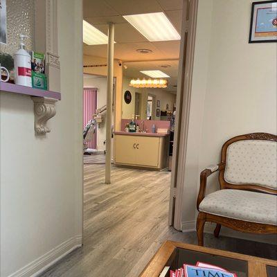 Front desk and entrance to treatment area