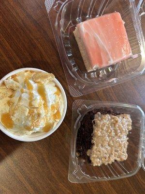 Banana pudding, Guava cake and German chocolate cake ...guava cake is like a heavenly shortcake!