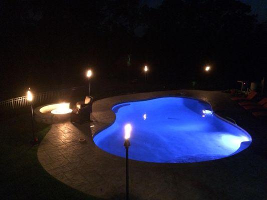 Gas pool heater, torches, grill, and fire pit install.