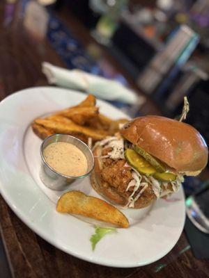 Chicken Sandwich special with bomb fries and the amazing Voodoo Sauce