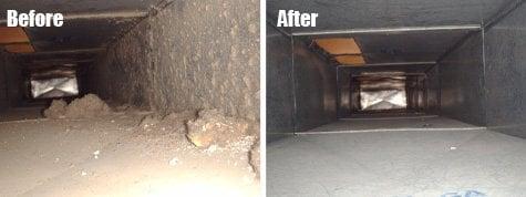 Air ducts before and after a cleaning