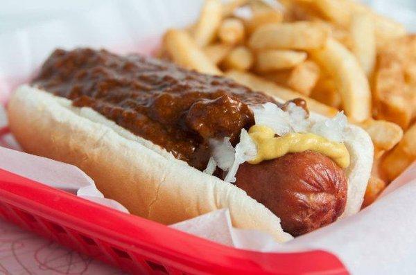 A D.C. Staple Stuffed Half Smoke with Fries.  Better than our competitors for sure!