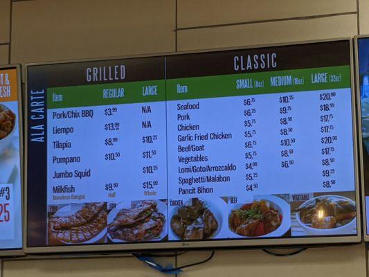 Overhead menu board