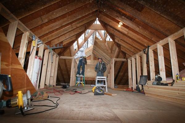 Attic space converted to playroom - build dormer for window