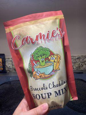 Carmies Soup Mixes - available on Broccoli Cheddar, Chicken Tortilla, Loaded Baked Potato, Chicken Enchilada