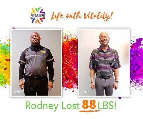 Rodney lost 40 lbs in his first 40 days and total of 88lbs!