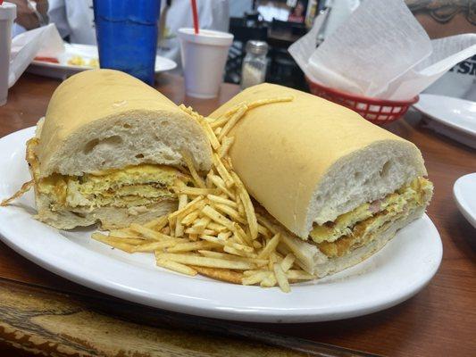 Cuban bread with ham,egg & cheese