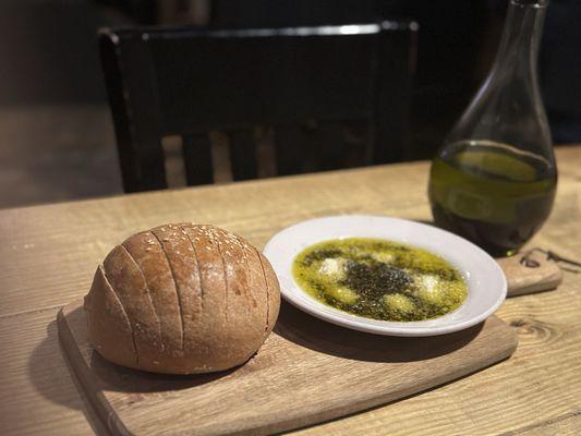 Table bread with herbs, parm, and oil