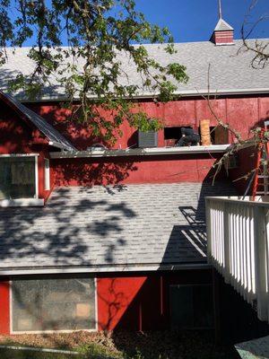 Side of the barn where they installed the AC unit.