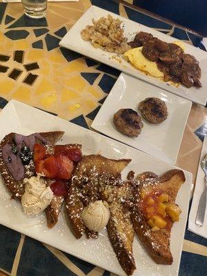 French toast super flight and Jambalaya omelet