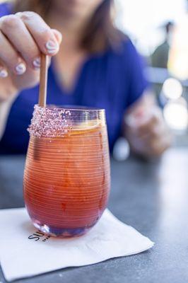 Lola ($16) Tempranillo, Awayuki Strawberry Gin, Hibiscus Flower, Spicy Ginger, Lavender {Fruity ~ Subtle ~ Vibrant ~ Refreshing}