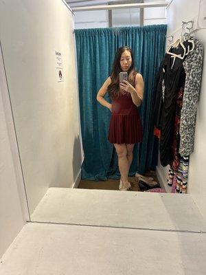 Trying on Theory pleated drop-waist dress