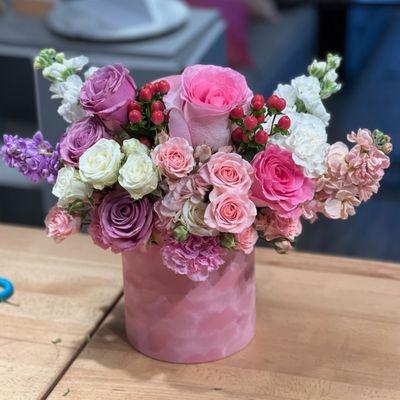 Mixed Flowers in a hat box