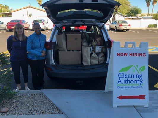 The Cleaning Authority Cares: Donating over 2,000 pounds of food to local food banks.