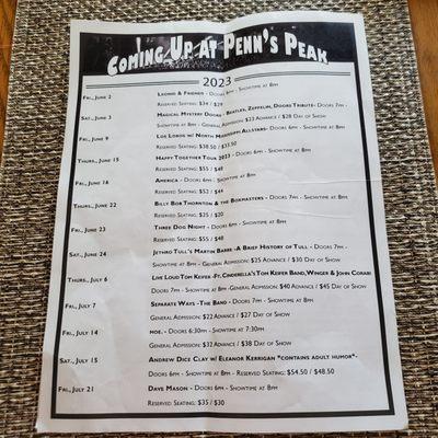 JUNE Music Schedule At Penn's Peak Concert Hall.    6/4/2023