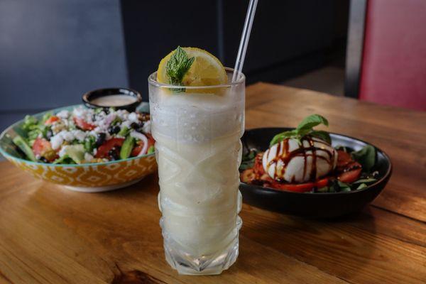 Limoncello Slushie and Burrata Caprese