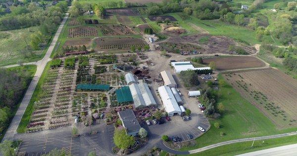 Aerial view of the 10-acre garden center.