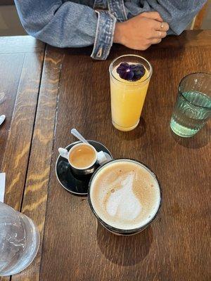 Espresso is AHmazing. Oatmilk latte. Mimosa.