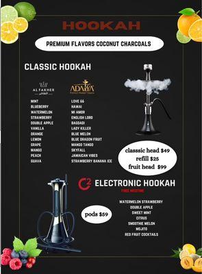 Hookah menu