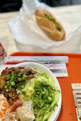 Pork vermicelli plate and pork banh mi