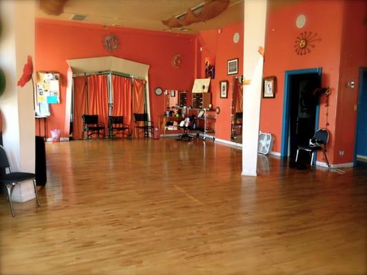 This is where the Positive Mattitude Yoga happens, mirror not shown ;) Mind Body & Soul Dance Studio at 2971 India St.