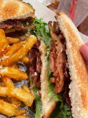 The amount of bacon on this BLT is tremendous!