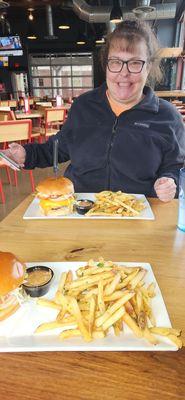 Amy B With Her FBC Burger And Fries.