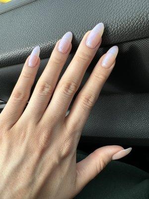 Chrome #50 overlay#clear natural nail#almond