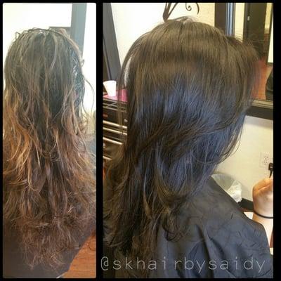 Reconstructive treatment,  cut and color by Saidy