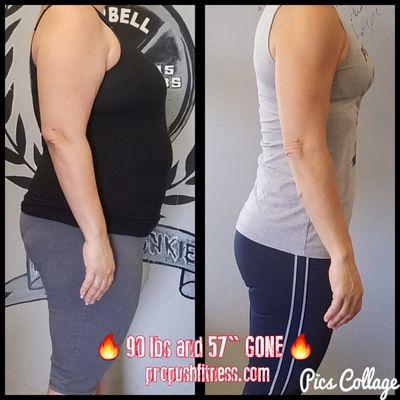 12 month progress picture for weight loss and toning.