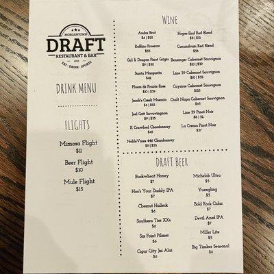 Drink Menu pg1 11/28/20