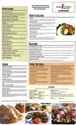 Salsa TexMex Menu