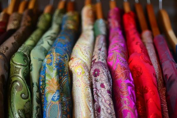 Brilliantly colored silk brocade jackets