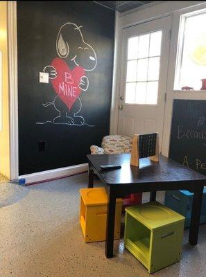 Waiting Area with chalkboard